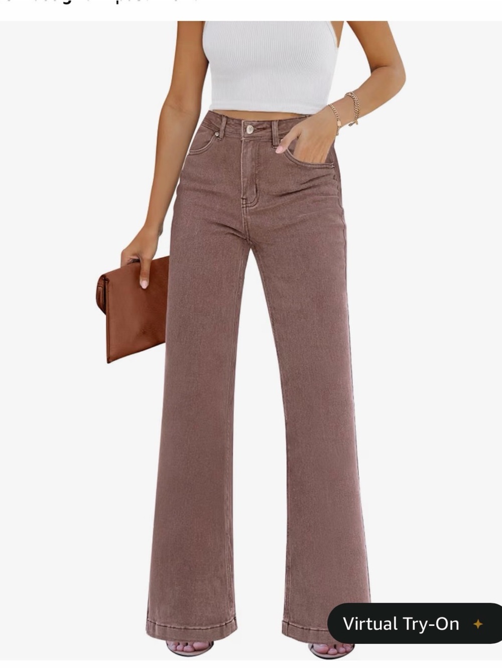 Amazon Women's Wide-Leg High-Rise Jeans in Brown